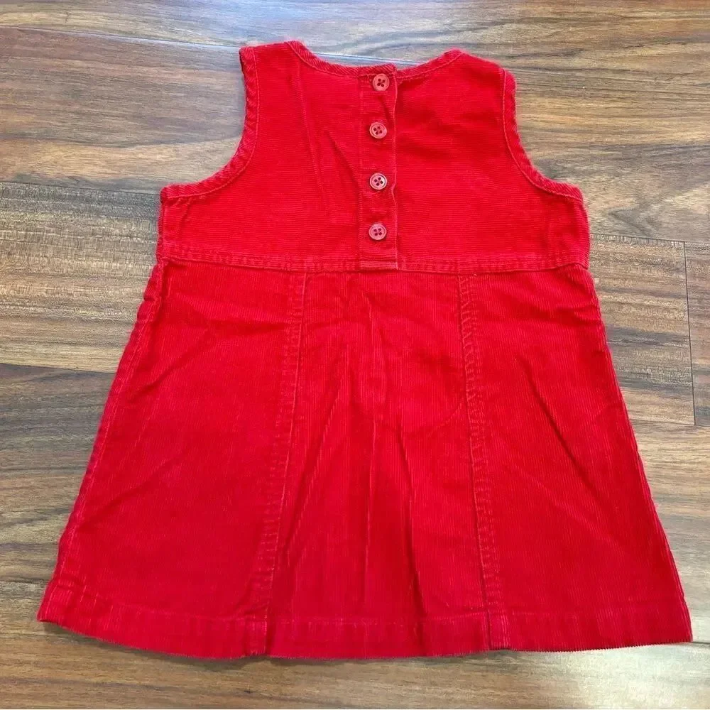 Old Navy Baby Red Corduroy Flower Vintage Sleeveless Dress